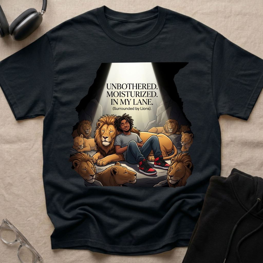 Unbothered, Moisturized, In my Lane! (Surrounded by Lions) T-Shirt