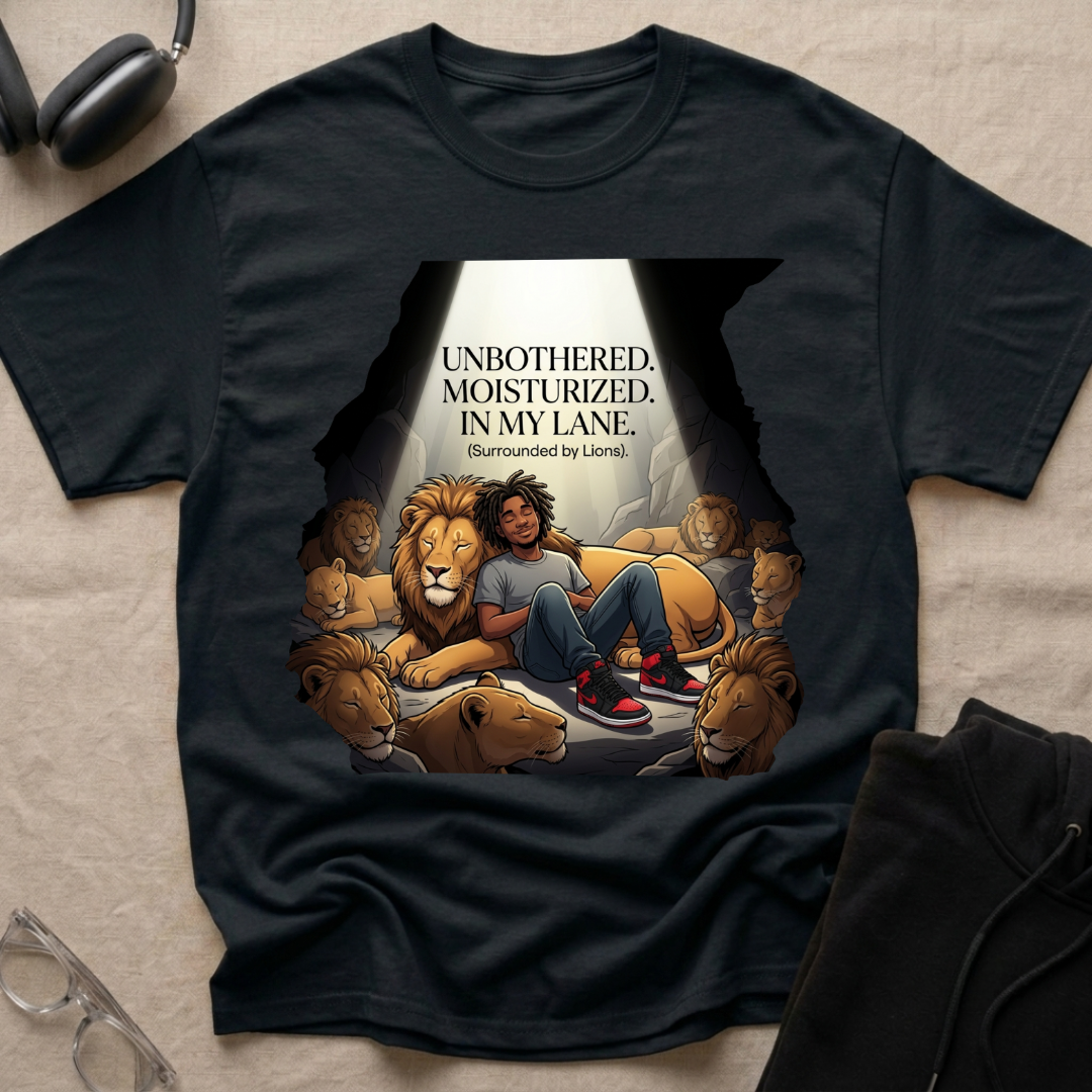 Unbothered, Moisturized, In my Lane! (Surrounded by Lions) T-Shirt