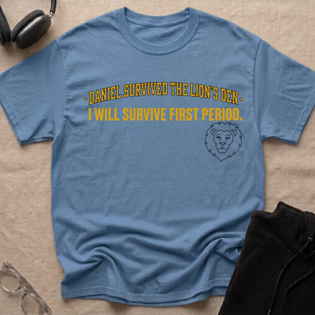 SURVIVED THE LION'S DEN, SURVIVES FIRST PERIOD T-Shirt