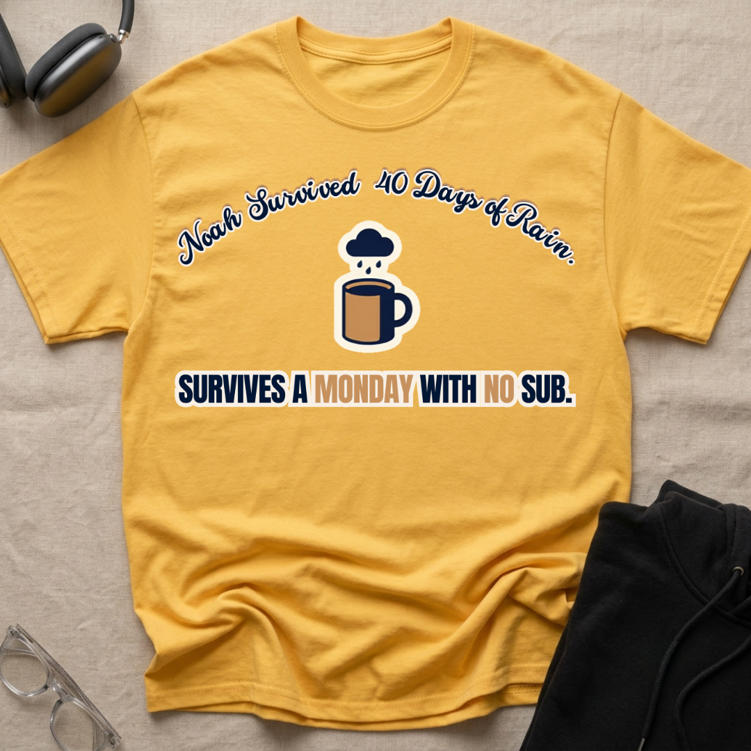 SURVIVED 40 DAYS OF RAIN, SURVIVES A MONDAY WITH NO SUB T-Shirt