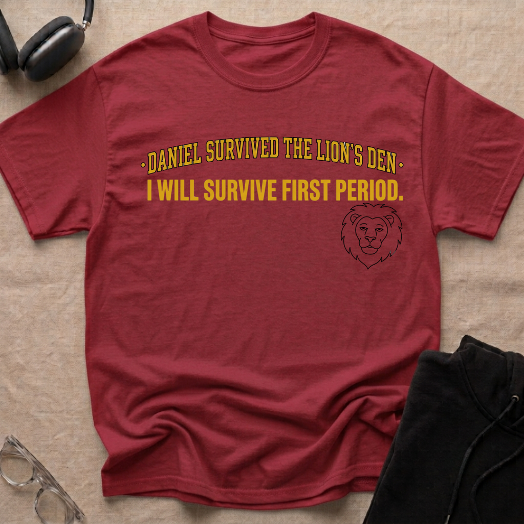 SURVIVED THE LION'S DEN, SURVIVES FIRST PERIOD T-Shirt